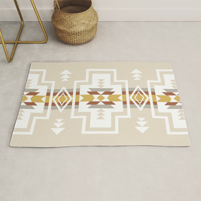 Aztec Stripes Beige Rug Gallery Image 1