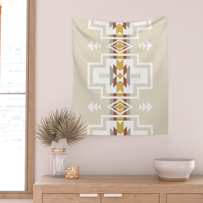 Aztec Stripes Beige Wall Tapestry Gallery Image 2