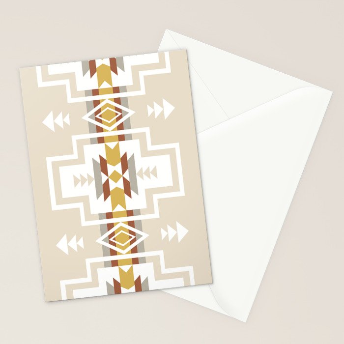 Aztec Stripes Beige Stationery Card Gallery Image 2