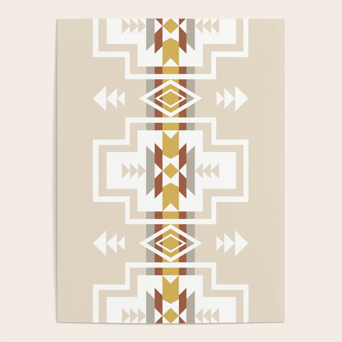 Aztec Stripes Beige Poster Gallery Image 4