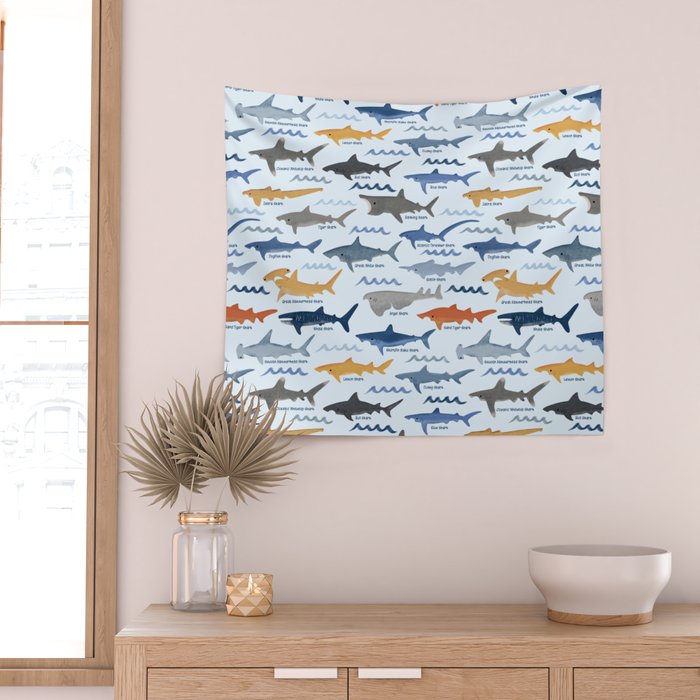 Shark Species Identification Chart Wall Tapestry Gallery Image 2