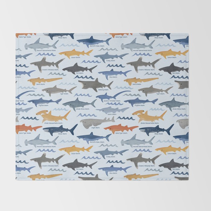 Shark Species Identification Chart Throw Blanket Gallery Image 2