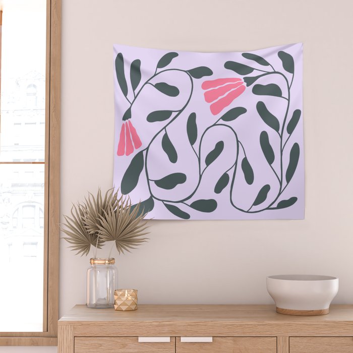 Abstract Tulips and Foliage  Wall Tapestry Gallery Image 2