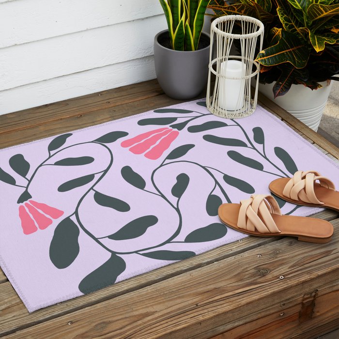 Abstract Tulips and Foliage  Outdoor Rug Gallery Image 2