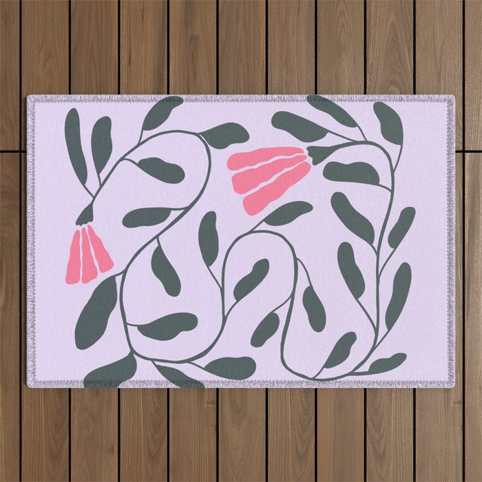 Abstract Tulips and Foliage  Outdoor Rug Gallery Image 1
