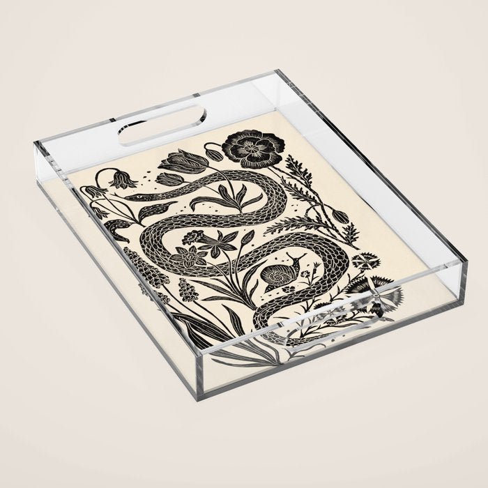The Snake and the Snail - Cream Acrylic Tray Gallery Image 1