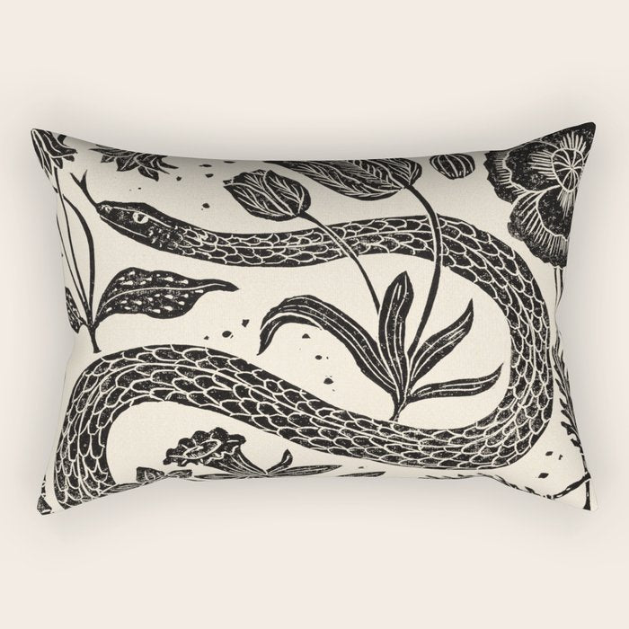 The Snake and the Snail - Cream Rectangular Pillow Gallery Image 1