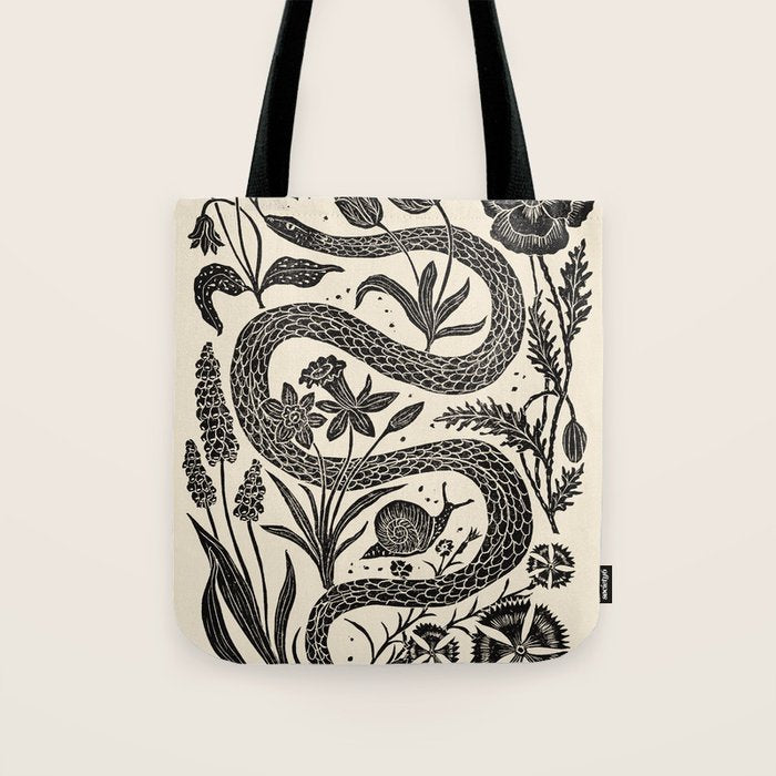 The Snake and the Snail - Cream Tote Bag Gallery Image 1