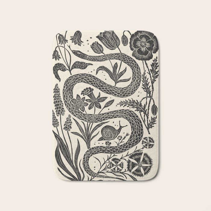 The Snake and the Snail - Cream Bath Mat Gallery Image 1