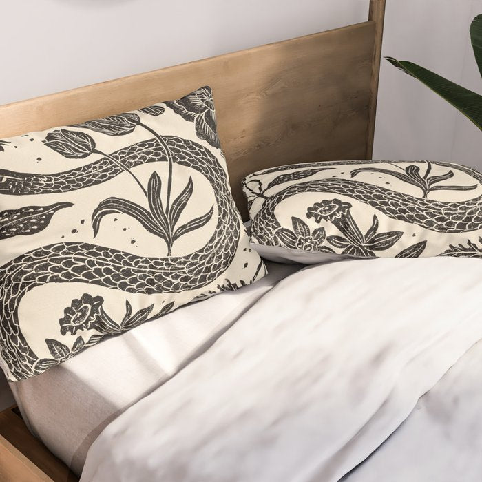 The Snake and the Snail - Cream Pillow Sham Gallery Image 2