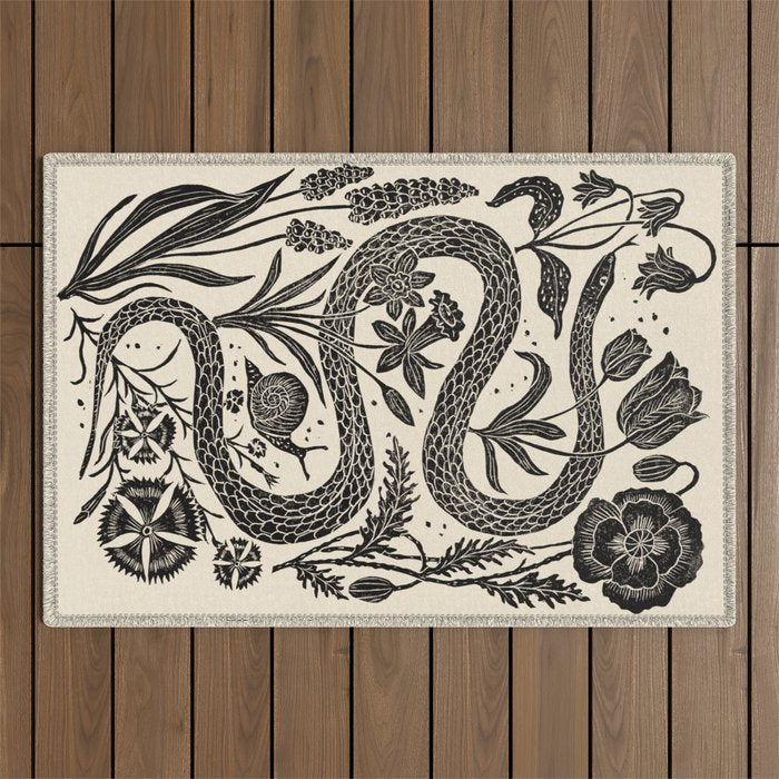 The Snake and the Snail - Cream Outdoor Rug Gallery Image 1