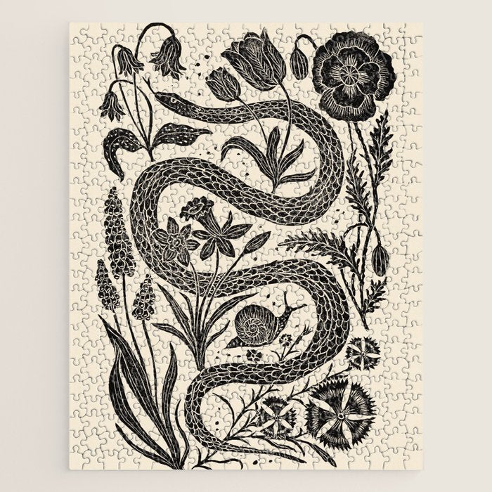 The Snake and the Snail - Cream Jigsaw Puzzle Gallery Image 1