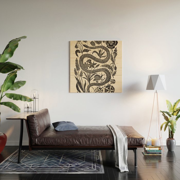 The Snake and the Snail - Cream Wood Wall Art Gallery Image 2