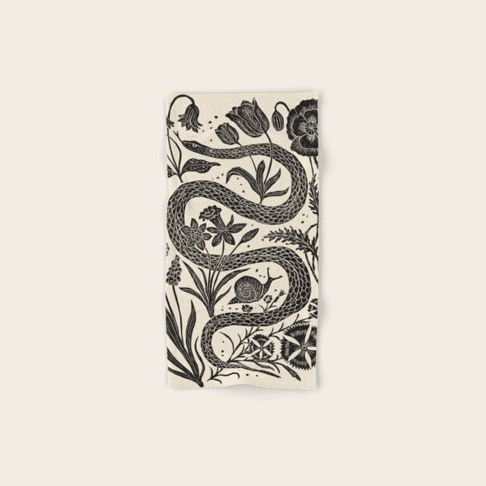 The Snake and the Snail - Cream Bath Towel Gallery Image 1