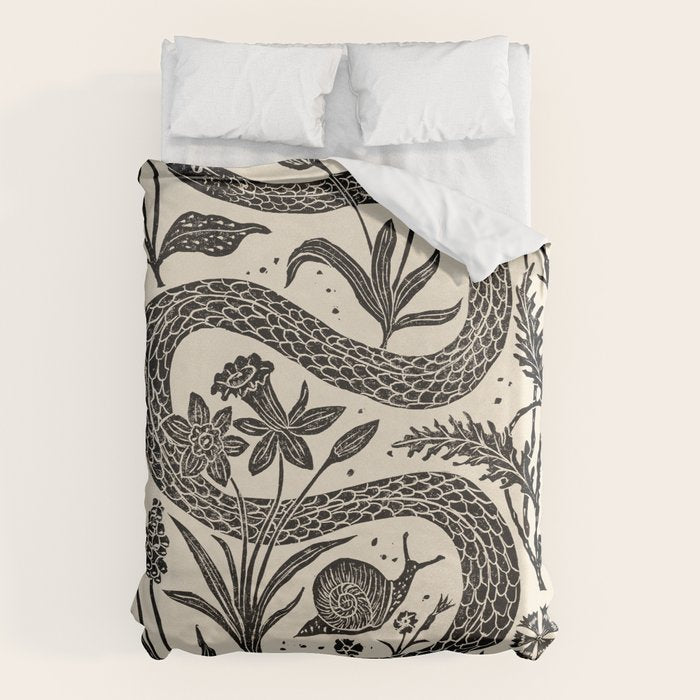 The Snake and the Snail - Cream Duvet Cover Gallery Image 6