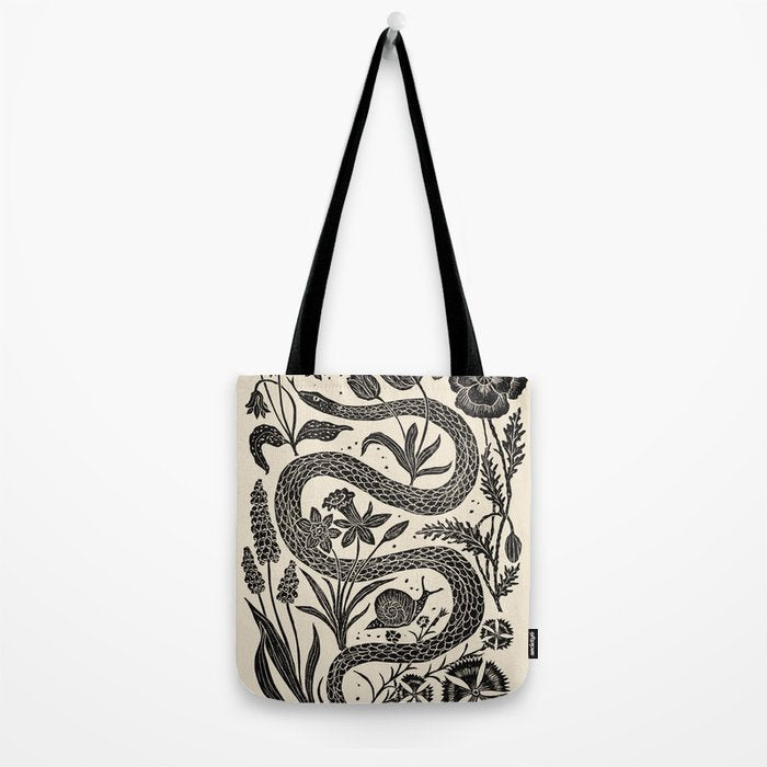 The Snake and the Snail - Cream Tote Bag Gallery Image 2