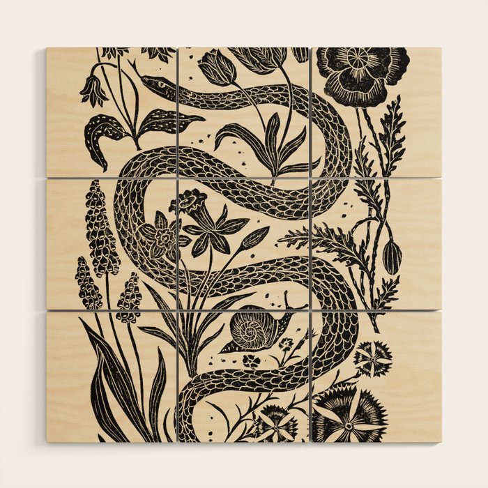 The Snake and the Snail - Cream Wood Wall Art Gallery Image 1