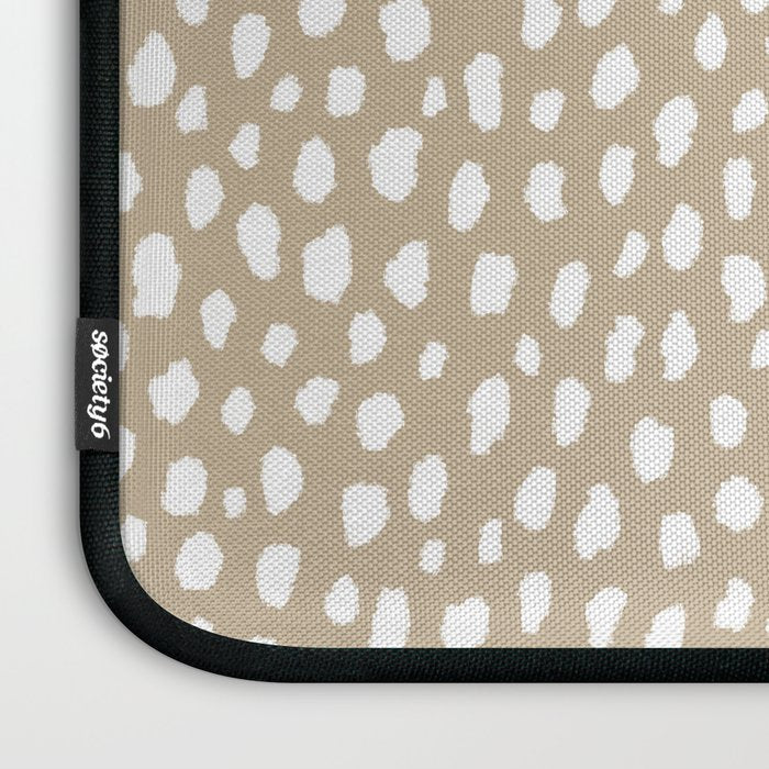 Handmade polka dot brush spots (white/tan) Laptop Sleeve Gallery Image 3