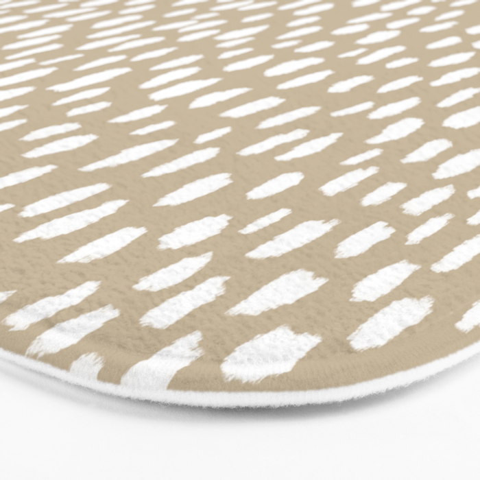 Handmade polka dot brush spots (white/tan) Bath Mat Gallery Image 3
