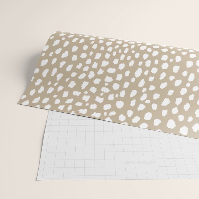 Handmade polka dot brush spots (white/tan) Wrapping Paper Gallery Image 2