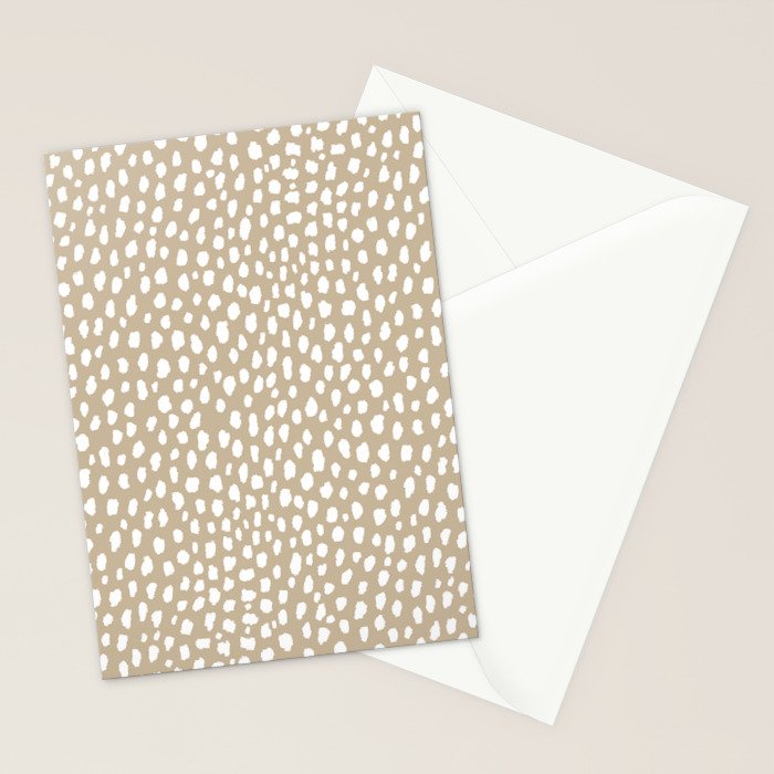 Handmade polka dot brush spots (white/tan) Stationery Card Gallery Image 2