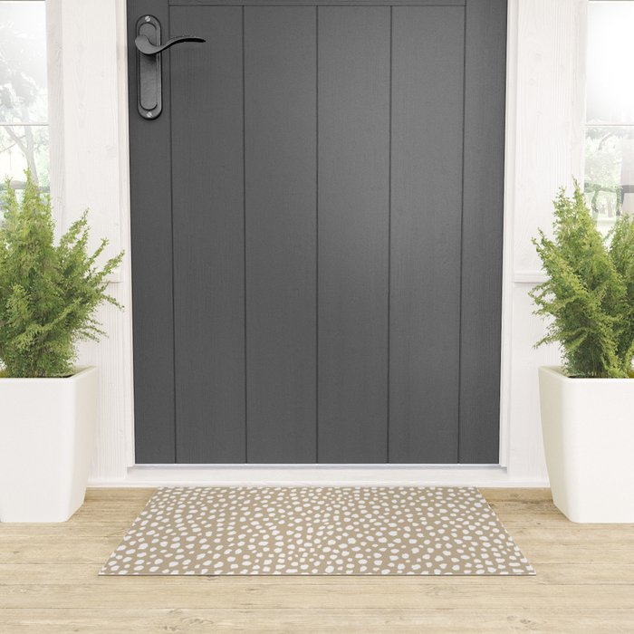 Handmade polka dot brush spots (white/tan) Welcome Mat Gallery Image 3