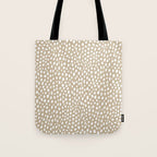 Handmade polka dot brush spots (white/tan) Tote Bag Gallery Image 1