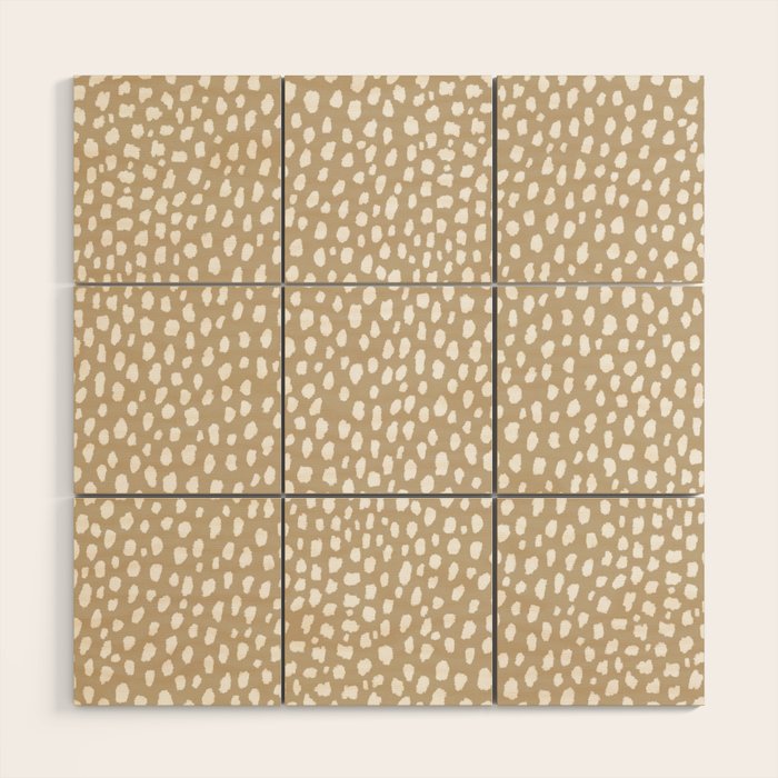 Handmade polka dot brush spots (white/tan) Wood Wall Art Gallery Image 1