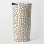 Handmade polka dot brush spots (white/tan) Travel Mug Gallery Image 3