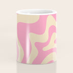 Retro Liquid Swirl Abstract Pattern in Pink Cream Coffee Mug Gallery Image 4