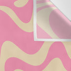 Retro Liquid Swirl Abstract Pattern in Pink Cream Wall Tapestry Gallery Image 3