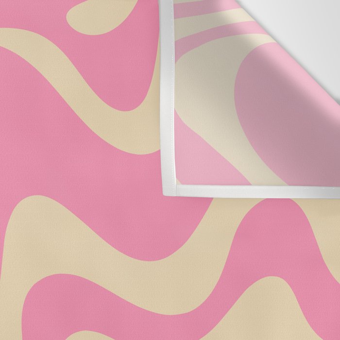 Retro Liquid Swirl Abstract Pattern in Pink Cream Wall Tapestry Gallery Image 3