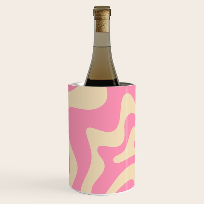 Retro Liquid Swirl Abstract Pattern in Pink Cream Wine Chiller Gallery Image 1