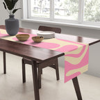Retro Liquid Swirl Abstract Pattern in Pink Cream Table Runner Gallery Image 2