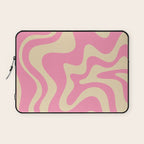 Retro Liquid Swirl Abstract Pattern in Pink Cream Laptop Sleeve Gallery Image 1