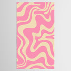 Retro Liquid Swirl Abstract Pattern in Pink Cream Tablecloth Gallery Image 2
