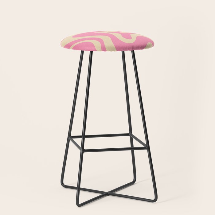 Retro Liquid Swirl Abstract Pattern in Pink Cream Stool Gallery Image 1