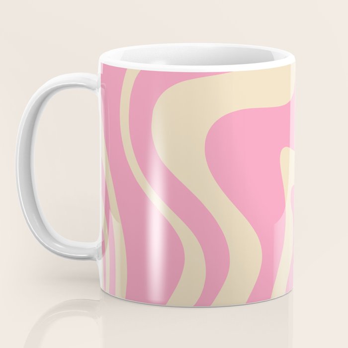 Retro Liquid Swirl Abstract Pattern in Pink Cream Coffee Mug Gallery Image 3