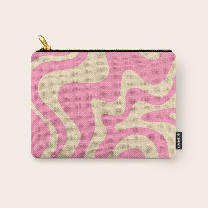 Retro Liquid Swirl Abstract Pattern in Pink Cream Carry All Pouch Gallery Image 1