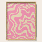 Retro Liquid Swirl Abstract Pattern in Pink Cream Serving Tray Gallery Image 1
