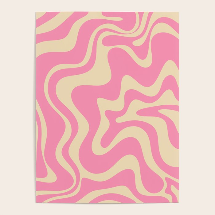 Retro Liquid Swirl Abstract Pattern in Pink Cream Poster Gallery Image 4
