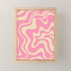 Retro Liquid Swirl Abstract Pattern in Pink Cream Mini Art Print Gallery Image 1