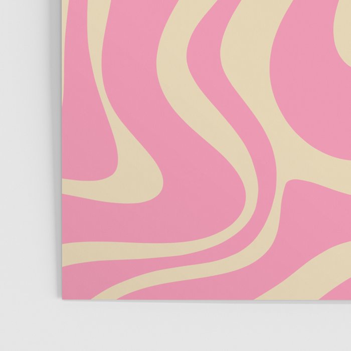 Retro Liquid Swirl Abstract Pattern in Pink Cream Poster Gallery Image 3