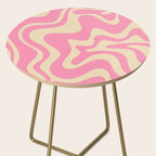 Retro Liquid Swirl Abstract Pattern in Pink Cream Side Table Gallery Image 2