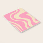 Retro Liquid Swirl Abstract Pattern in Pink Cream Notebook Gallery Image 3