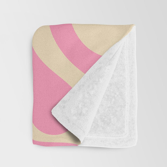 Retro Liquid Swirl Abstract Pattern in Pink Cream Throw Blanket Gallery Image 3