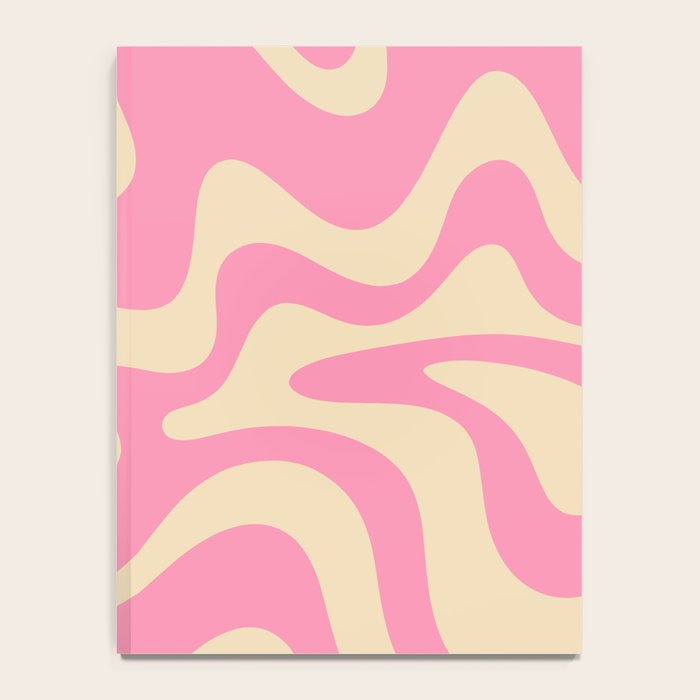 Retro Liquid Swirl Abstract Pattern in Pink Cream Notebook Gallery Image 4