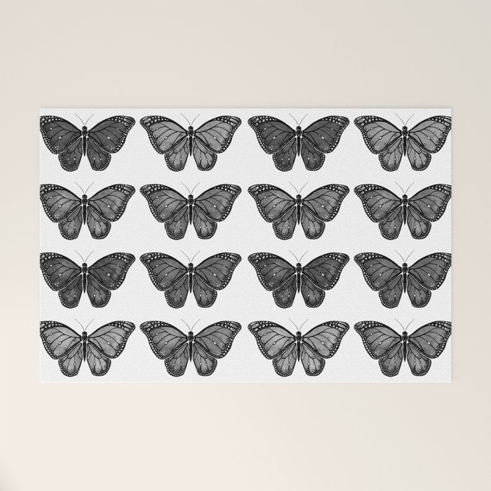 Monarch Butterfly - Black and White Welcome Mat Gallery Image 1