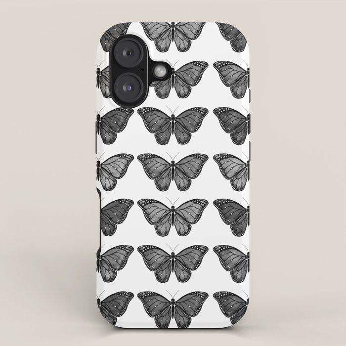 Monarch Butterfly - Black and White iPhone Case Gallery Image 1