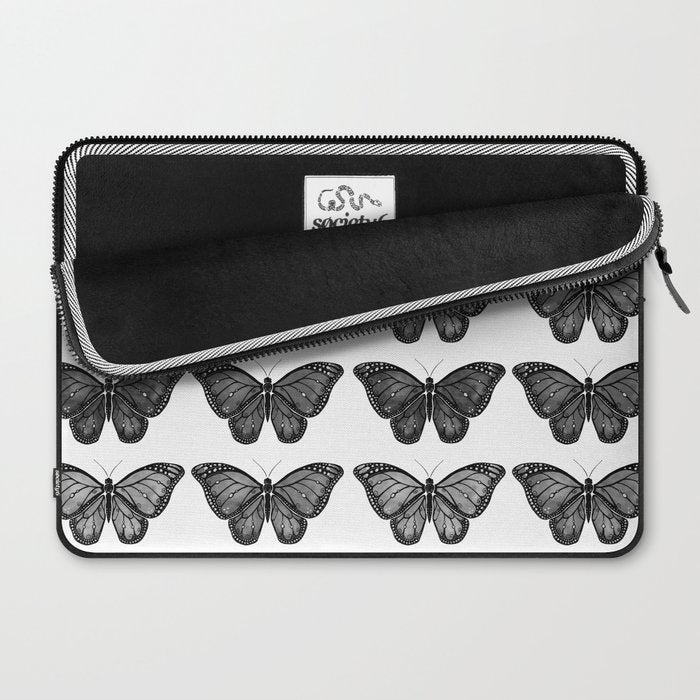 Monarch Butterfly - Black and White Laptop Sleeve Gallery Image 2